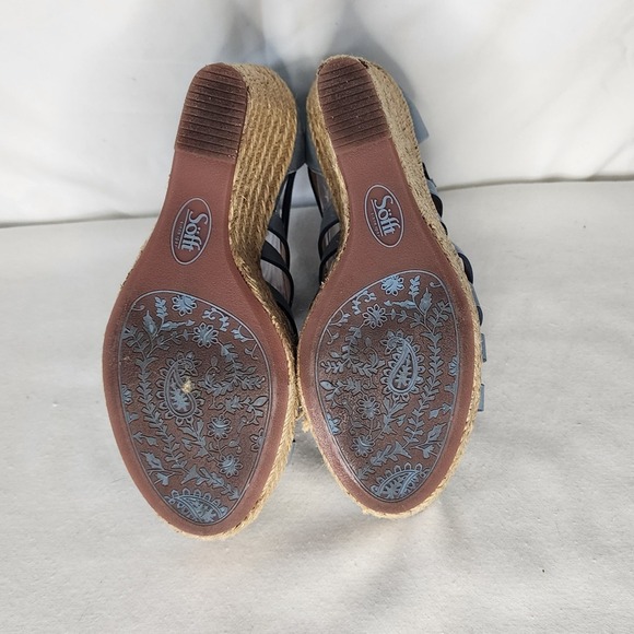 Söfft Blue Leather Strappy Espadrille Wedge Sandals Size 8.5M - Picture 7 of 8